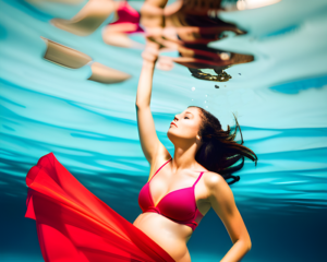 Těhotná žena v bazénu